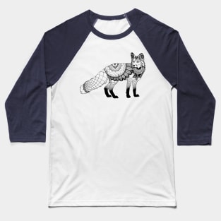 Color Me In Mandala Fox Baseball T-Shirt